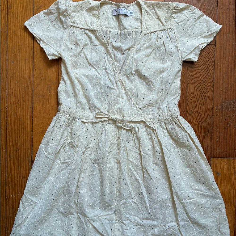 Christy Dawn Cream Mini Eyelet Sundress